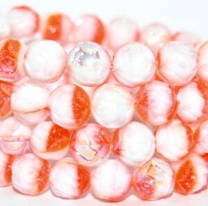Rose Glass Beads, Transparent Orange ab Czech 9mm
